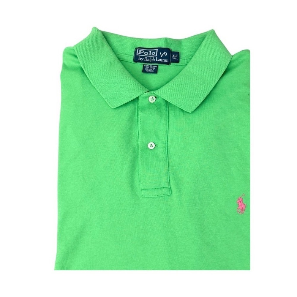 Polo Ralph Lauren Classic Fit Polo Shirt Green Pink Pony Men XLT S/S Big & Tall